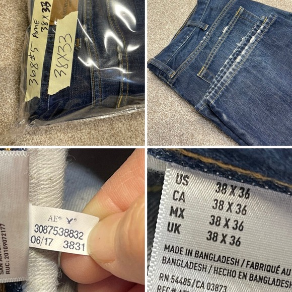 American Eagle mens baggy loose fit jeans sz 38x33 blue jeans stretch denim - Picture 9 of 12